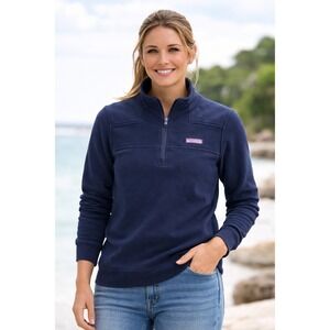 Vineyard Vines‎ Navy Blue Whale Logo Quarter Zip Pullover Sweatshirt XS Cotton